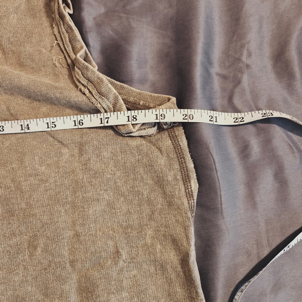 Zenana Sleeveless Henley Mineral Wash CottonTank Top Mocha Brown TTW-5251Y L - Picture 6 of 7